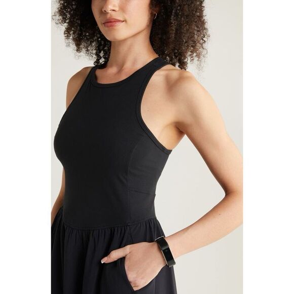 Zella Women's Black Effortless Cutout Back Hybrid Midi Dress XXL NWOT - Picture 5 of 14